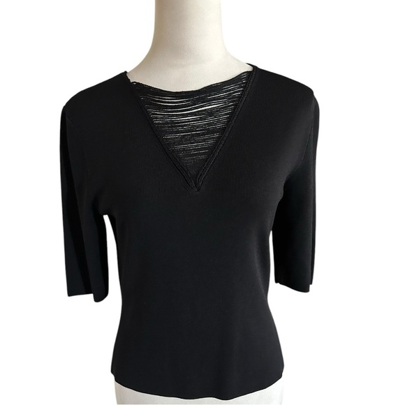 Chic Cyrus Black Knit Top with Unique Neckline - Picture 1 of 11
